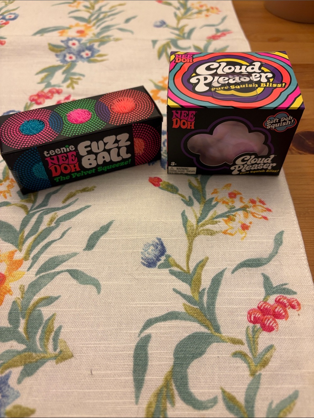 Nee Doh Cloud Pleaser & Teenie Fuzz Ball Squishy Toy Set - Pink & Purple